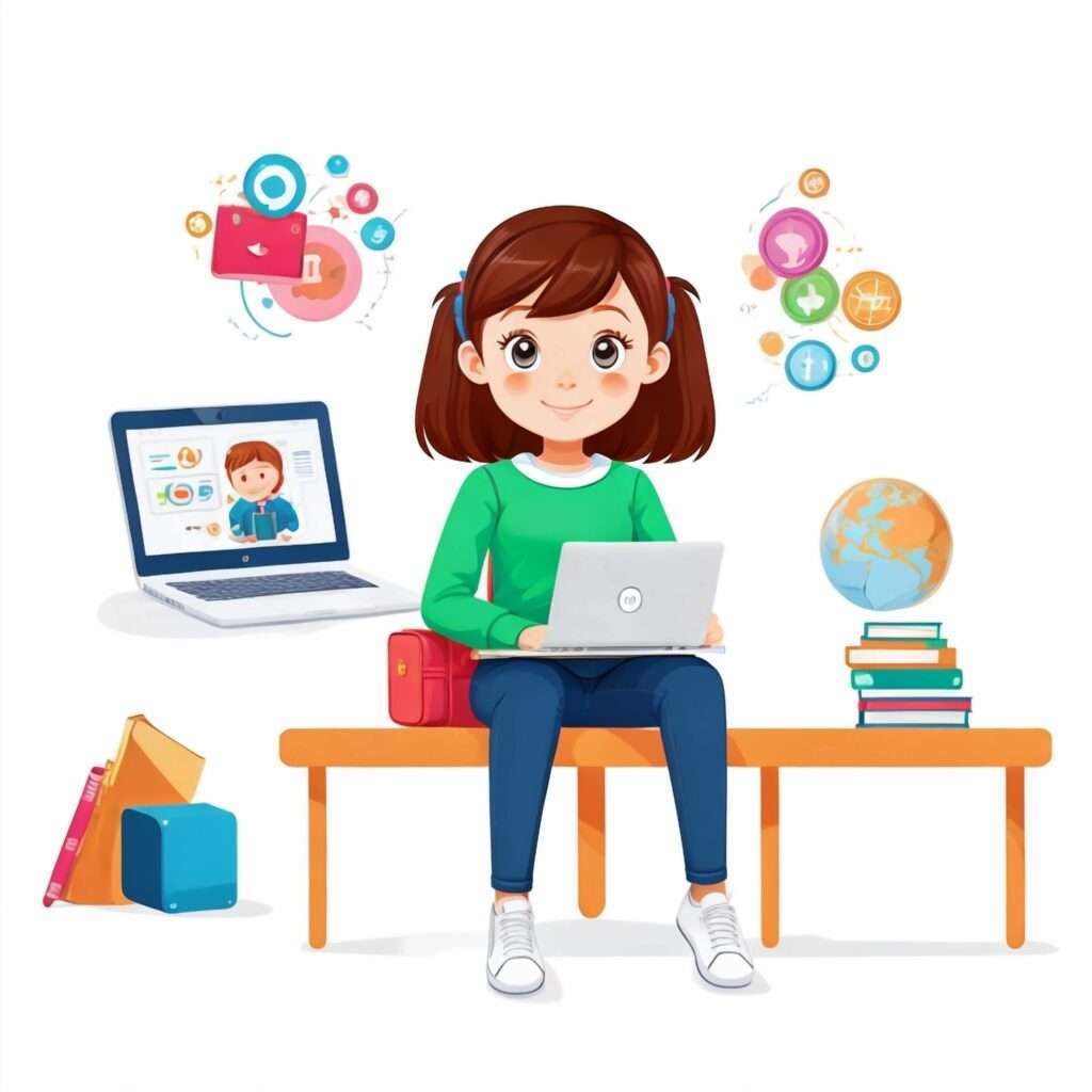 vector kid using laptop 1024x1024 1